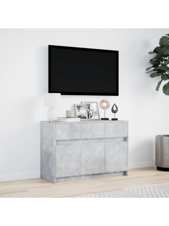 TV-taso LED-valoilla betoninharmaa 91x34x61 cm tekninen puu