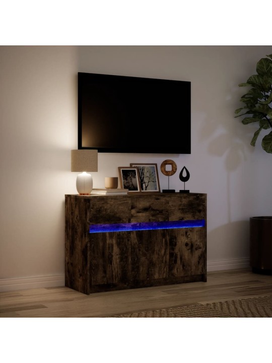 TV-taso LED-valoilla savutammi 91x34x61 cm tekninen puu