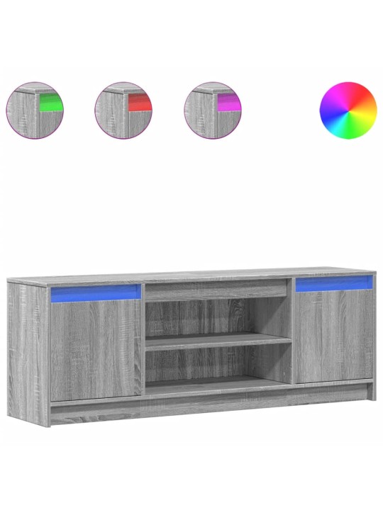 Tv-taso led-valoilla harmaa sonoma 139,5x34x50 cm tekninen puu