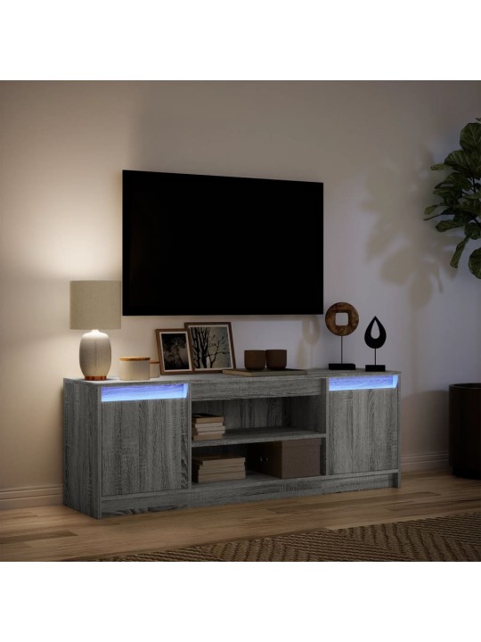 Tv-taso led-valoilla harmaa sonoma 139,5x34x50 cm tekninen puu