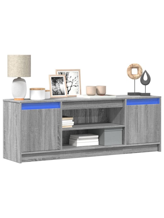 Tv-taso led-valoilla harmaa sonoma 139,5x34x50 cm tekninen puu