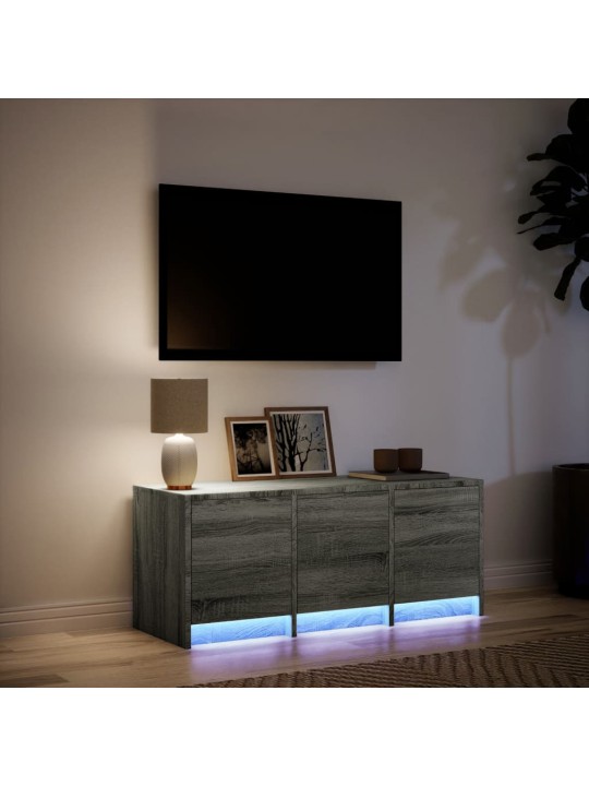 TV-taso LED-valoilla harmaa Sonoma 97x34x40 cm tekninen puu