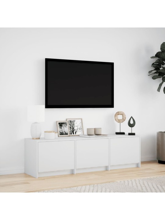 TV-taso LED-valoilla valkoinen 140x34x40 cm tekninen puu