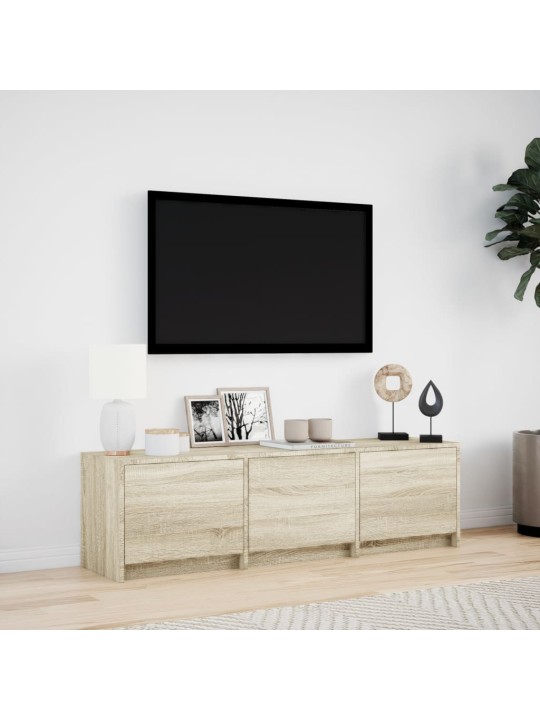 TV-taso LED-valoilla Sonoma-tammi 140x34x40 cm tekninen puu