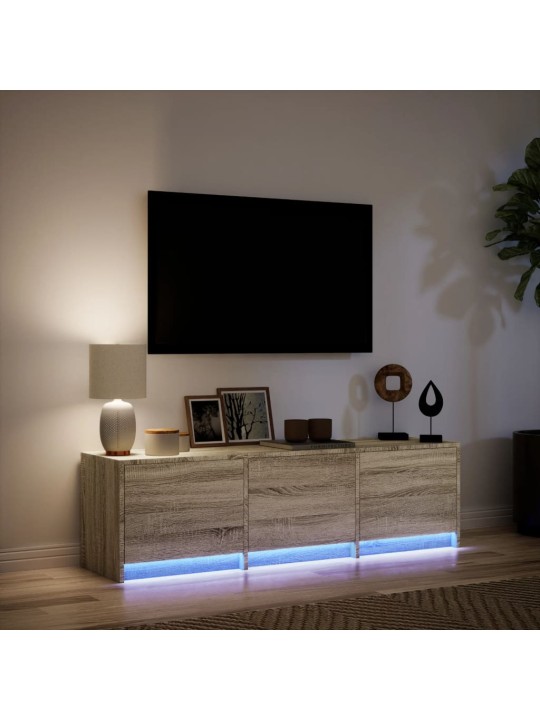 TV-taso LED-valoilla Sonoma-tammi 140x34x40 cm tekninen puu