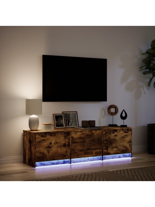 TV-taso LED-valoilla savutammi 140x34x40 cm tekninen puu