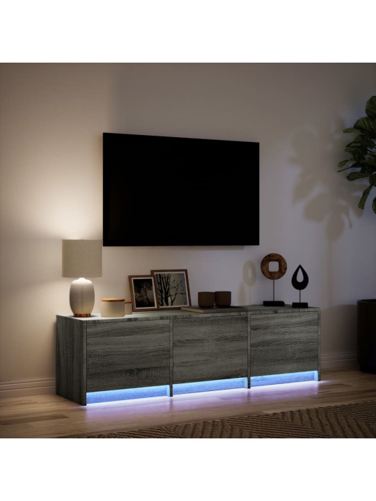 TV-taso LED-valoilla harmaa Sonoma 140x34x40 cm tekninen puu