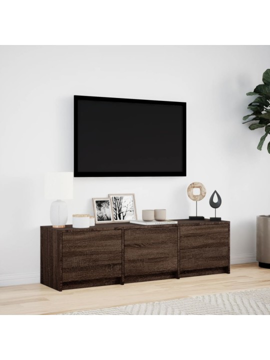 TV-taso LED-valoilla ruskea tammi 140x34x40 cm tekninen puu