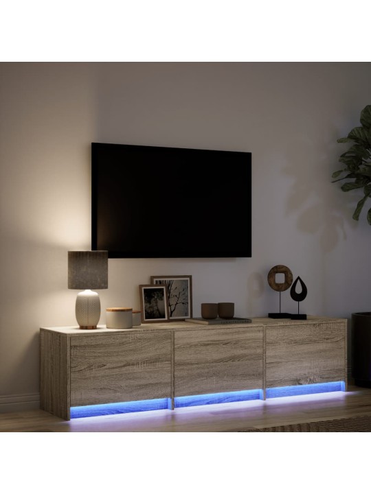 TV-taso LED-valoilla Sonoma-tammi 165x34x40 cm tekninen puu