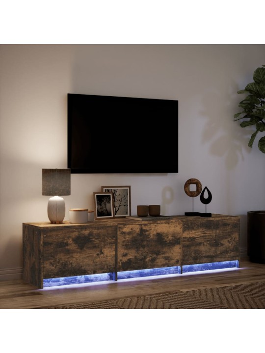 TV-taso LED-valoilla savutammi 165x34x40 cm tekninen puu