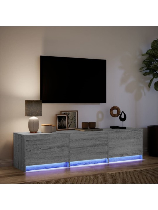 TV-taso LED-valoilla harmaa Sonoma 165x34x40 cm tekninen puu