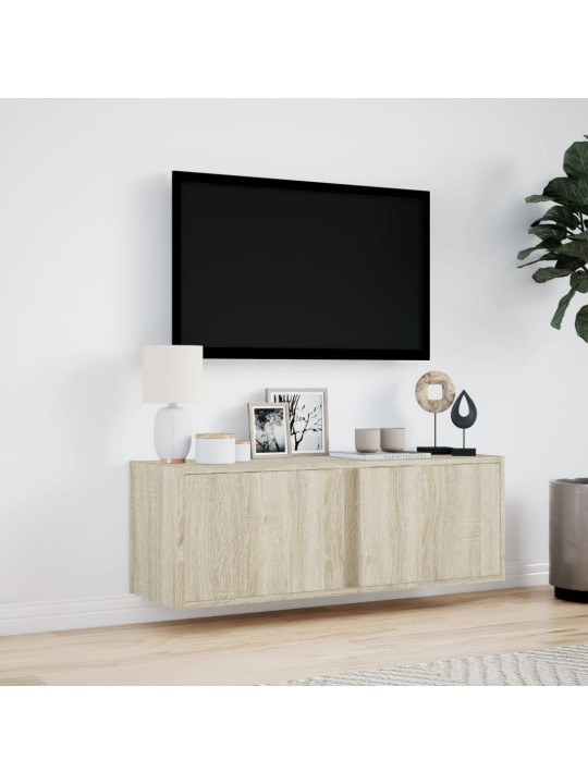 TV-seinäkaappi LED-valoilla Sonoma-tammi 100x31x35 cm