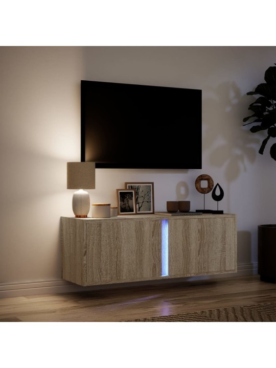 TV-seinäkaappi LED-valoilla Sonoma-tammi 100x31x35 cm