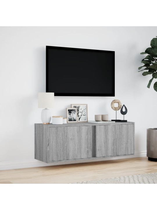 TV-seinäkaappi LED-valoilla harmaa Sonoma 100x31x35 cm