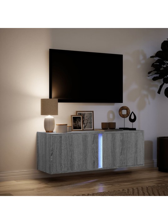 TV-seinäkaappi LED-valoilla harmaa Sonoma 100x31x35 cm