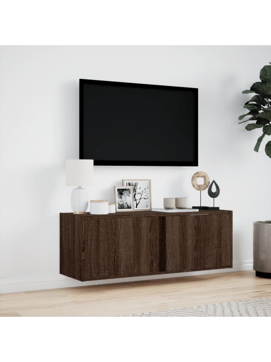 TV-seinäkaappi LED-valoilla ruskea tammi 100x31x35 cm