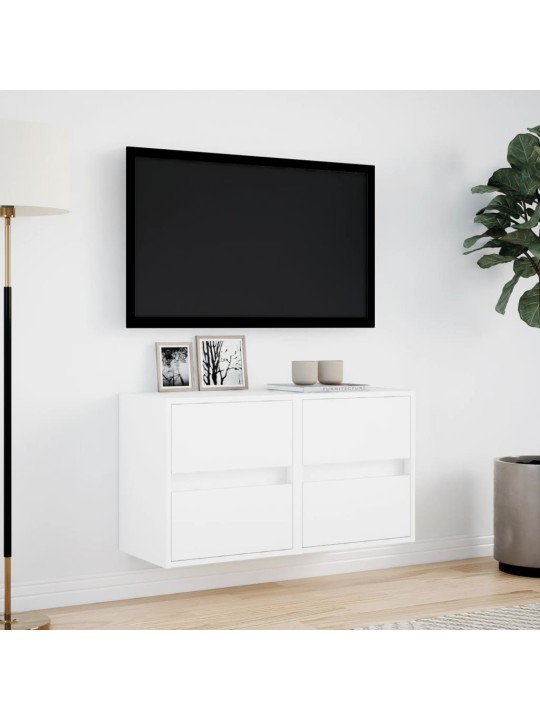 TV-seinäkaapit LED-valoilla 2 kpl valkoinen 41x31x45 cm