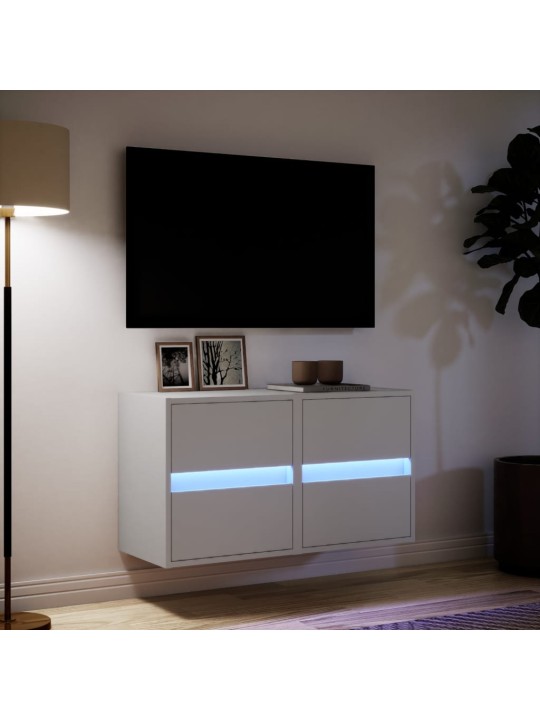 TV-seinäkaapit LED-valoilla 2 kpl valkoinen 41x31x45 cm