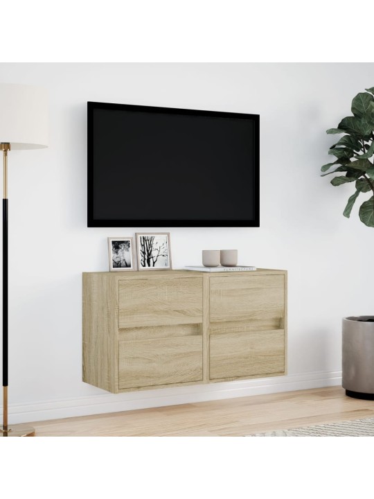 TV-seinäkaapit LED-valoilla 2 kpl Sonoma-tammi 41x31x45 cm