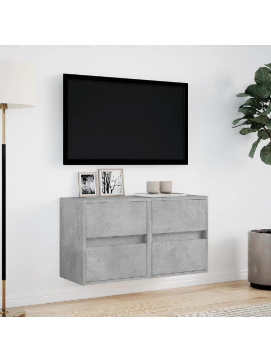 TV-seinäkaapit LED-valoilla 2 kpl betoninharmaa 41x31x45 cm