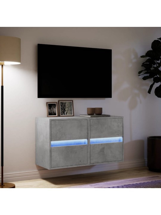 TV-seinäkaapit LED-valoilla 2 kpl betoninharmaa 41x31x45 cm