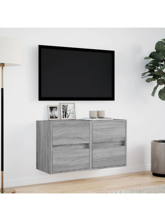 TV-seinäkaapit LED-valoilla 2 kpl harmaa Sonoma 41x31x45 cm