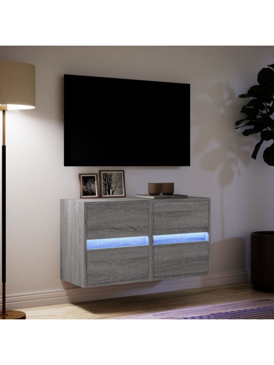 TV-seinäkaapit LED-valoilla 2 kpl harmaa Sonoma 41x31x45 cm