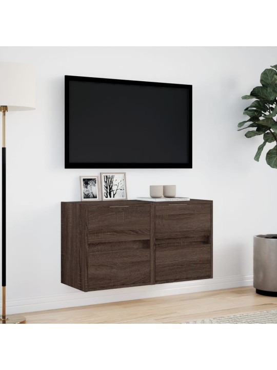 TV-seinäkaapit LED-valoilla 2 kpl ruskea tammi 41x31x45 cm