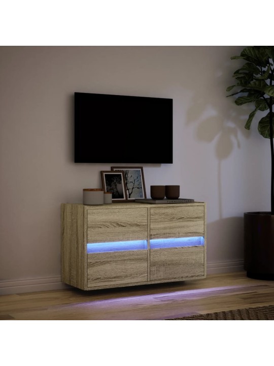 TV-seinäkaappi LED-valoilla Sonoma-tammi 80x31x45 cm