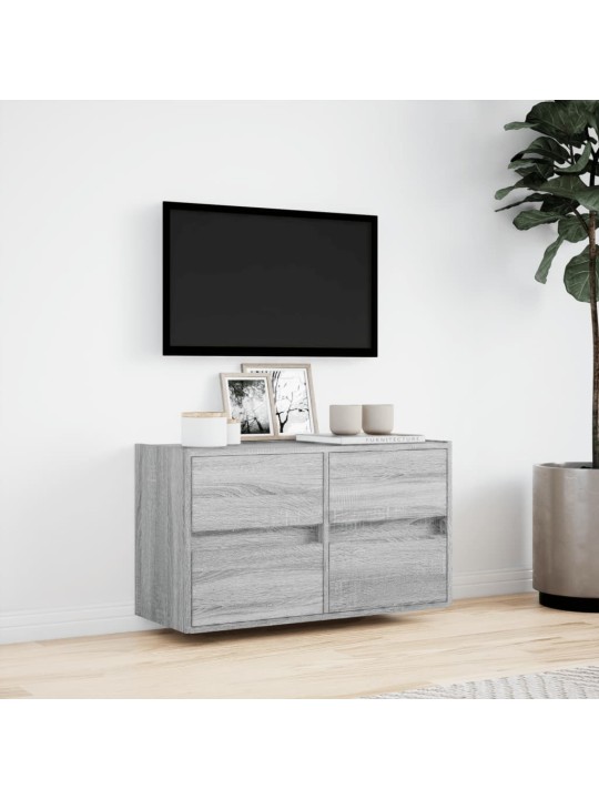 TV-seinäkaappi LED-valoilla harmaa Sonoma 80x31x45 cm