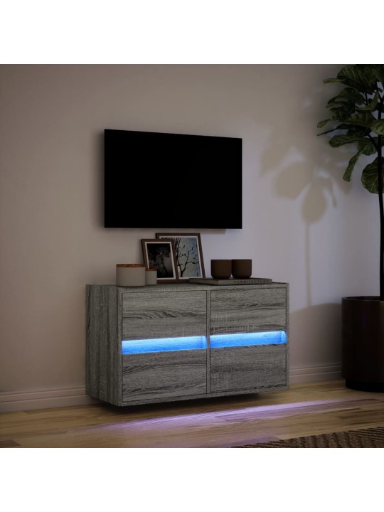 TV-seinäkaappi LED-valoilla harmaa Sonoma 80x31x45 cm