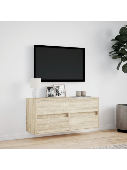 TV-seinäkaappi LED-valoilla Sonoma-tammi 100x31x45 cm