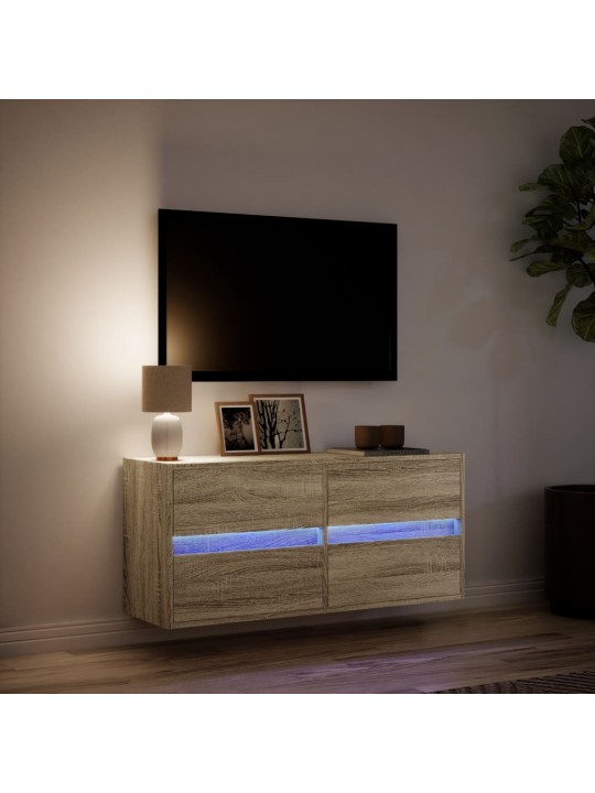 TV-seinäkaappi LED-valoilla Sonoma-tammi 100x31x45 cm