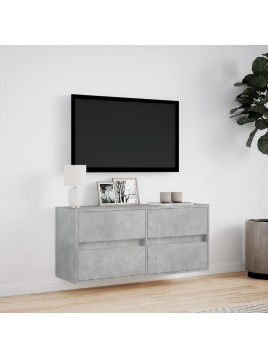 TV-seinäkaappi LED-valoilla betoninharmaa 100x31x45 cm