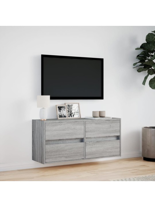 TV-seinäkaappi LED-valoilla harmaa Sonoma 100x31x45 cm