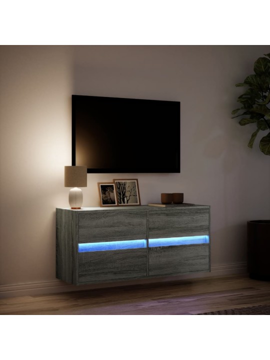 TV-seinäkaappi LED-valoilla harmaa Sonoma 100x31x45 cm