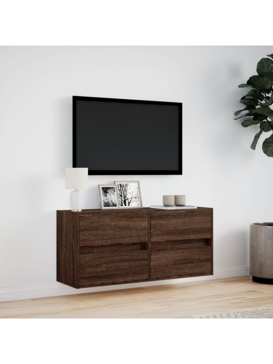 TV-seinäkaappi LED-valoilla ruskea tammi 100x31x45 cm