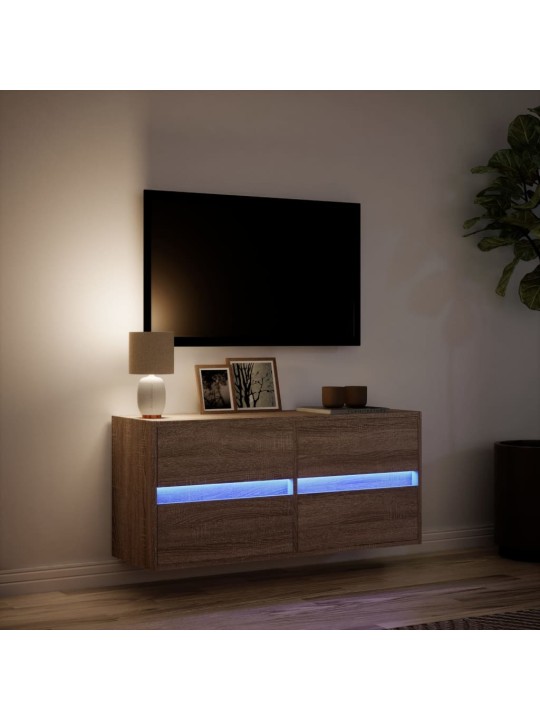 TV-seinäkaappi LED-valoilla ruskea tammi 100x31x45 cm