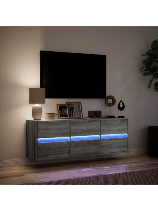 TV-seinäkaappi LED-valoilla harmaa Sonoma 130x31x45 cm