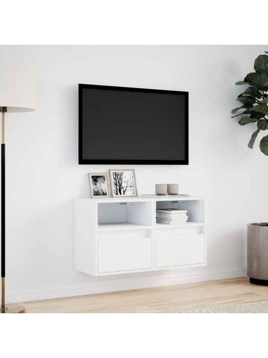 TV-seinäkaapit LED-valoilla 2 kpl valkoinen 41x31x45 cm