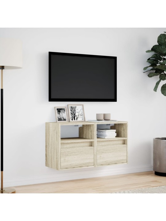 TV-seinäkaapit LED-valoilla 2 kpl Sonoma-tammi 41x31x45 cm