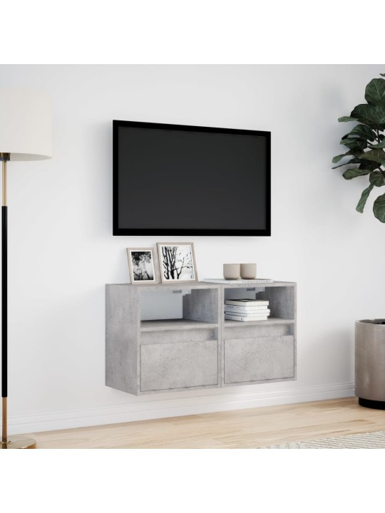 TV-seinäkaapit LED-valoilla 2 kpl betoninharmaa 41x31x45 cm