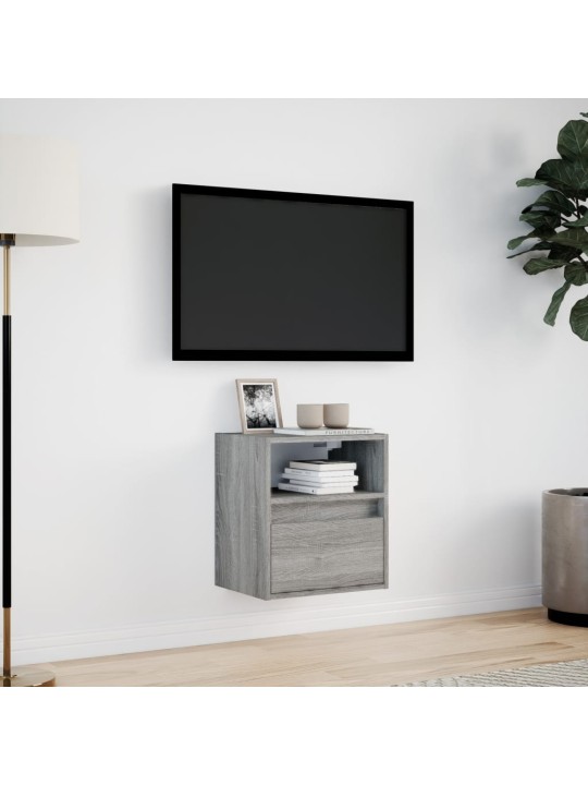 TV-seinäkaappi LED-valoilla harmaa Sonoma 41x31x45 cm