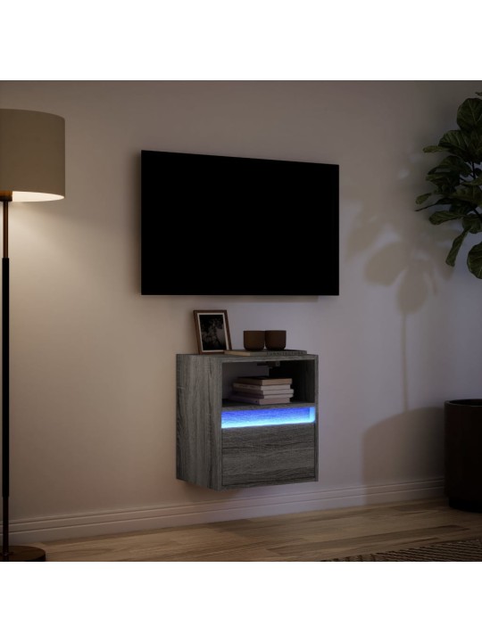 TV-seinäkaappi LED-valoilla harmaa Sonoma 41x31x45 cm