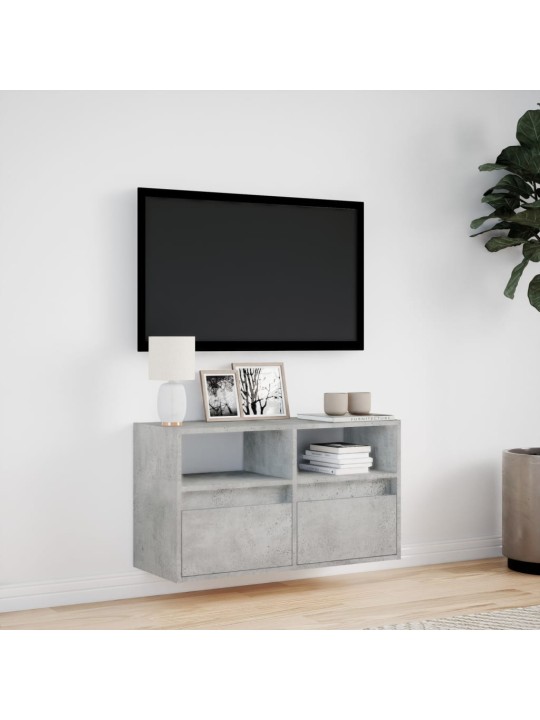 TV-seinäkaappi LED-valoilla betoninharmaa 80x31x45 cm