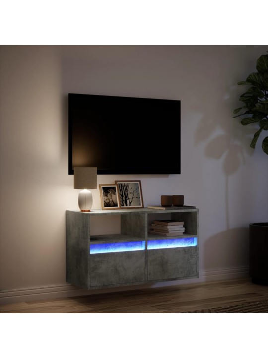 TV-seinäkaappi LED-valoilla betoninharmaa 80x31x45 cm