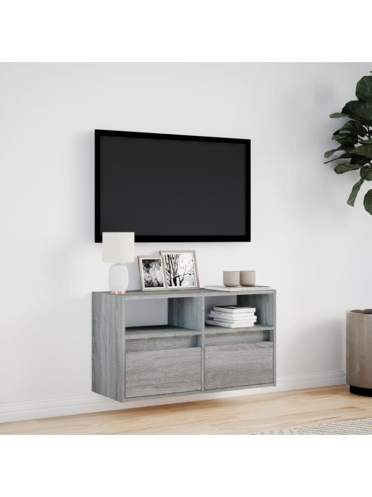 TV-seinäkaappi LED-valoilla harmaa Sonoma 80x31x45 cm