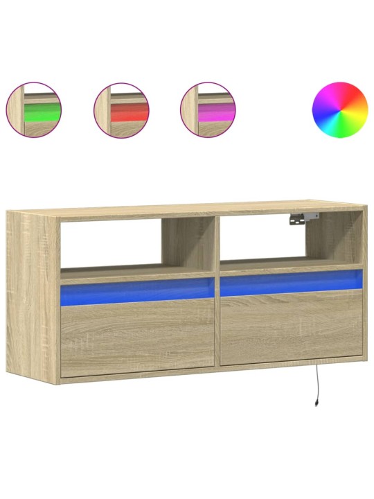 TV-seinäkaappi LED-valoilla Sonoma-tammi 100x31x45 cm