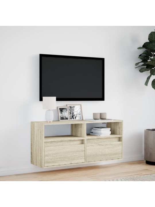 TV-seinäkaappi LED-valoilla Sonoma-tammi 100x31x45 cm