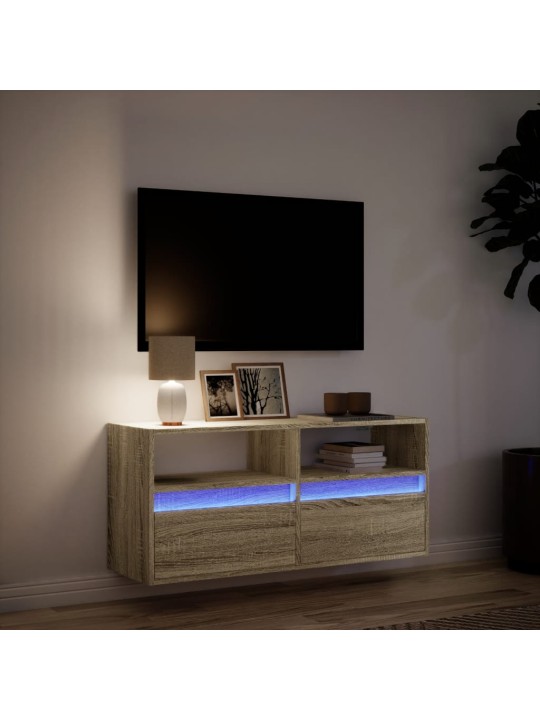 TV-seinäkaappi LED-valoilla Sonoma-tammi 100x31x45 cm